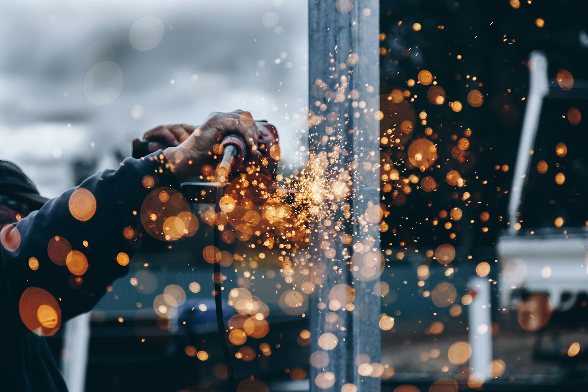 sparks from industrial machine